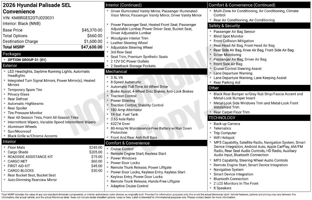 Used 2026 Hyundai Palisade SEL AWD/4WD image 39