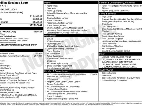 Used 2021 Cadillac Escalade Sport Platinum w/ LPO, ONYX Package image 42