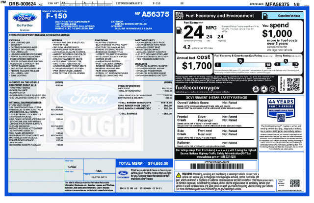 Used 2021 Ford F150 King Ranch w/ Equipment Group 601A High AWD/4WD image 35