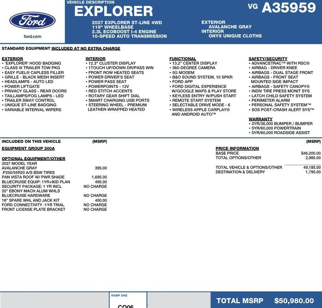 New 2027 Ford Explorer ST-Line AWD/4WD image 2