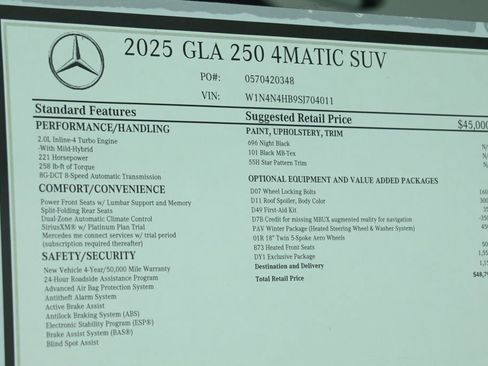 New 2025 Mercedes-Benz GLA 250 4MATIC image 30