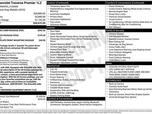 Used 2020 Chevrolet Traverse Premier w/ LPO, Floor Liner Package FWD image 6