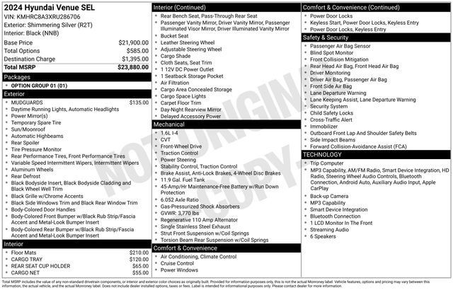 Used 2024 Hyundai Venue SEL FWD image 35