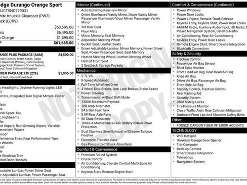 Used 2022 Dodge Durango R/T w/ Hemi Orange Plus Package image 2