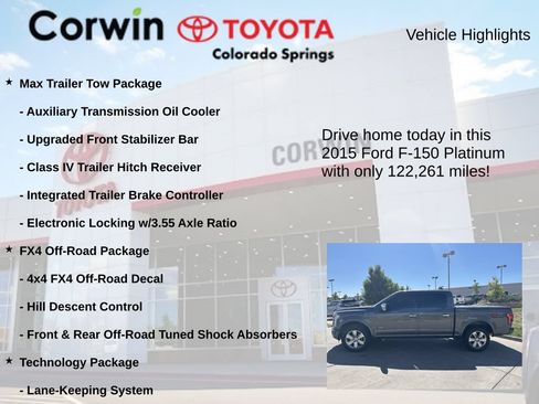 Used 2015 Ford F150 Platinum w/ Equipment Group 701A Luxury AWD/4WD image 7