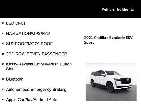 Used 2021 Cadillac Escalade ESV Sport w/ Driver Assist Tech Package AWD/4WD image 29