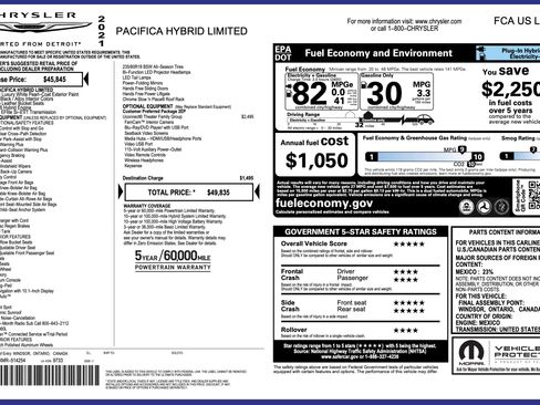 Used 2021 Chrysler Pacifica Limited w/ Uconnect Theater Family Group FWD image 4