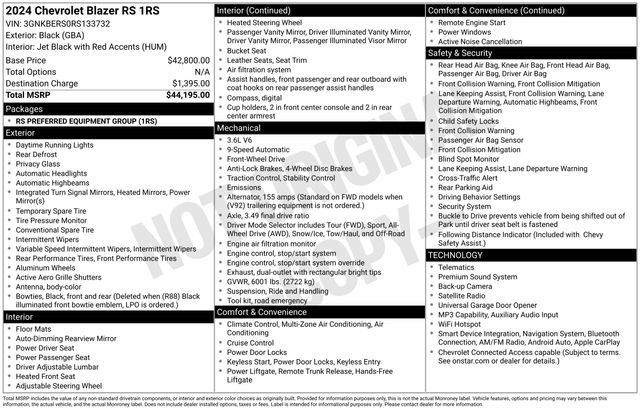 Used 2024 Chevrolet Blazer RS FWD image 2