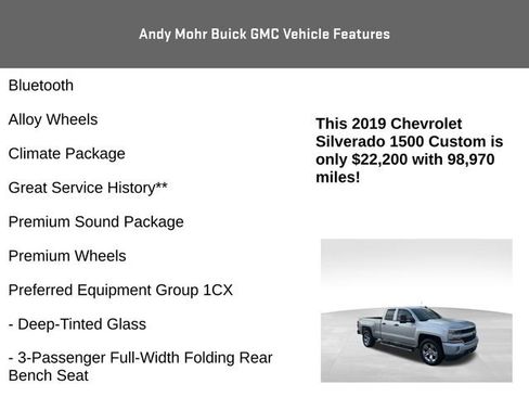 Used 2019 Chevrolet Silverado 1500 Custom w/ Custom Convenience Package image 4