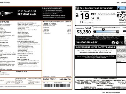 Used 2025 Genesis GV80 3.5T Prestige AWD/4WD image 19