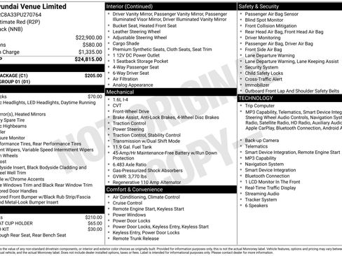 Certified 2023 Hyundai Venue Limited w/ Cargo Package FWD image 4