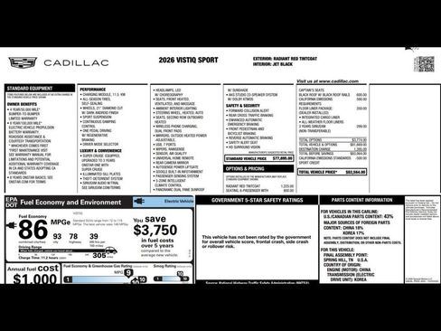 Used 2026 Cadillac Vistiq Sport w/ LPO, Floor Liner Package AWD/4WD image 3