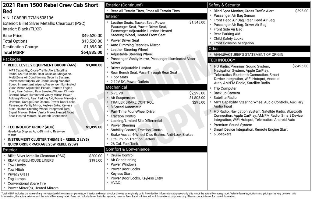 Used 2021 RAM 1500 Rebel w/ Rebel Level 2 Equipment Group AWD/4WD image 5