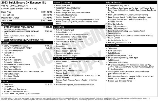 Used 2023 Buick Encore GX Essence w/ Experience Buick Package AWD/4WD image 15