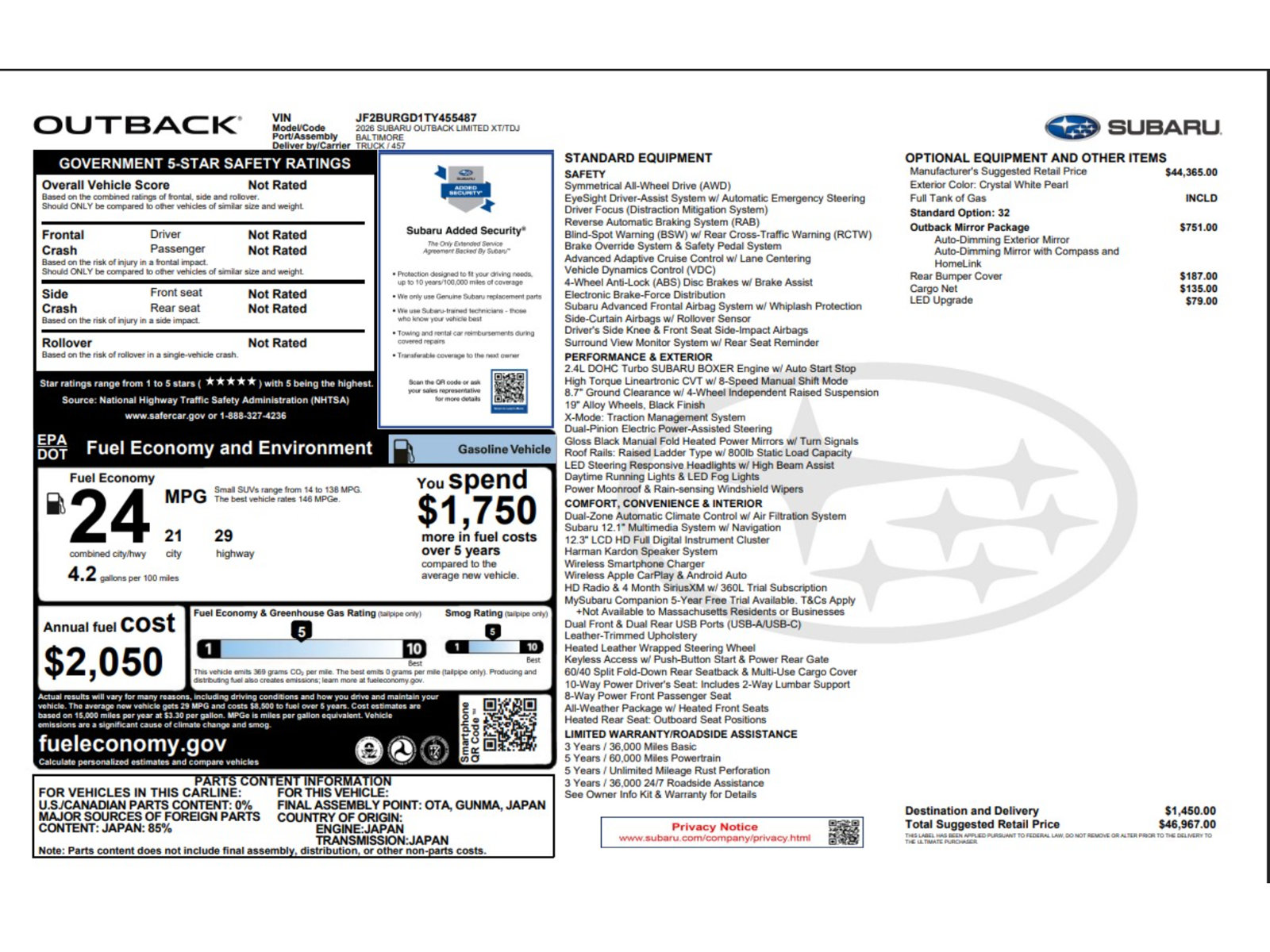 Used 2026 Subaru Outback Limited XT AWD/4WD image 9