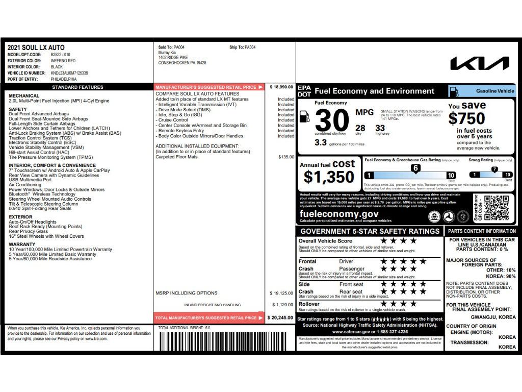 Certified 2021 Kia Soul LX FWD image 6