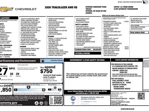 Used 2026 Chevrolet TrailBlazer RS w/ Convenience Package AWD/4WD image 5