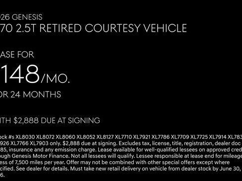 Used 2026 Genesis G70 2.5T RWD image 2