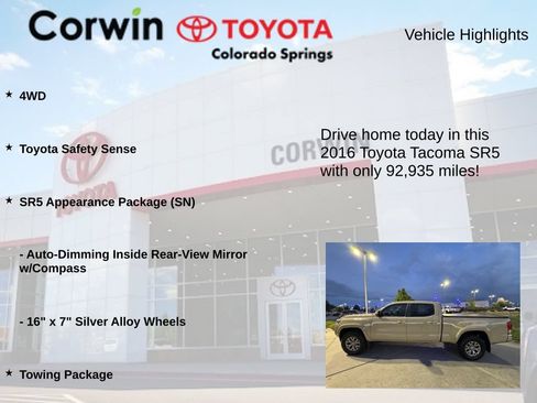 Used 2016 Toyota Tacoma SR5 w/ SR5 Appearance Package (SN) AWD/4WD image 7