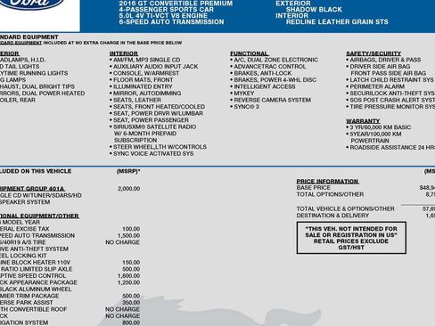 Used 2016 Ford Mustang GT Premium w/ Equipment Group 401A RWD image 3