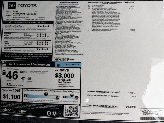 Used 2026 Toyota Camry XSE w/ Premium Plus Package FWD image 24