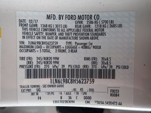 Used 2017 Lincoln Continental Black Label w/ Technology Package image 13