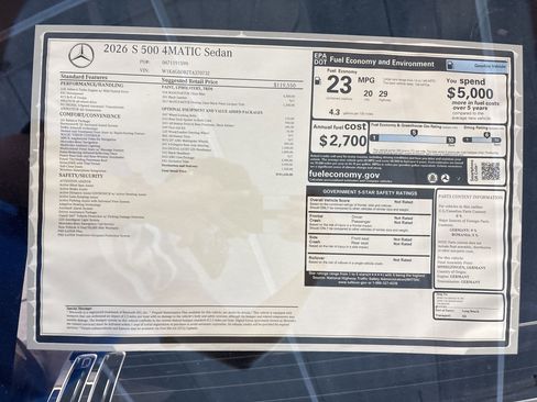 New 2026 Mercedes-Benz S 500 4MATIC image 31