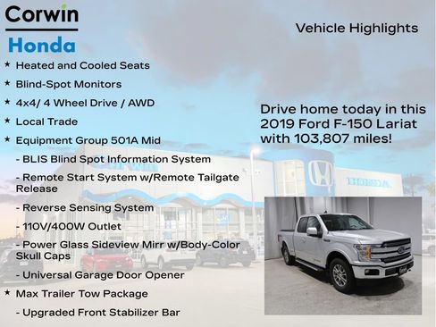 Used 2019 Ford F150 Lariat w/ Equipment Group 501A Mid AWD/4WD image 7