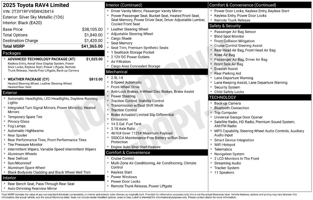 Used 2025 Toyota RAV4 Limited w/ Advanced Technology Package FWD image 9
