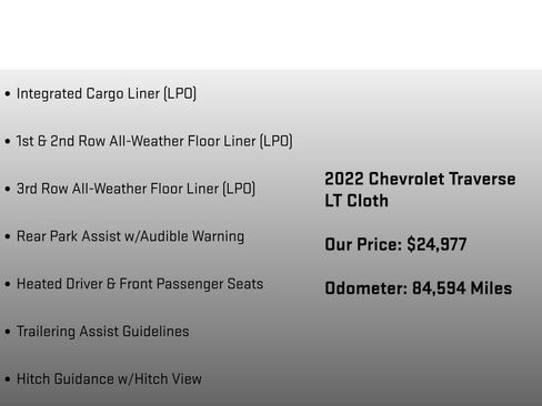 Used 2022 Chevrolet Traverse LT w/ LPO, Floor Liner Package AWD/4WD image 24