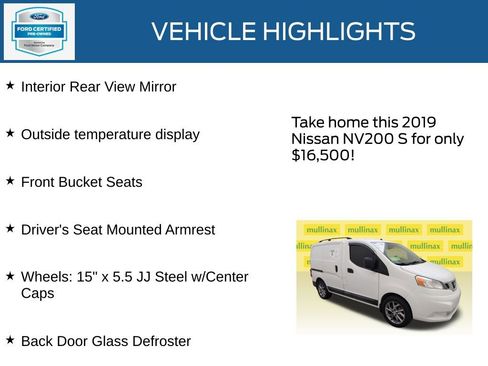 Used 2019 Nissan NV200 S w/ Back Door Glass Package FWD image 23