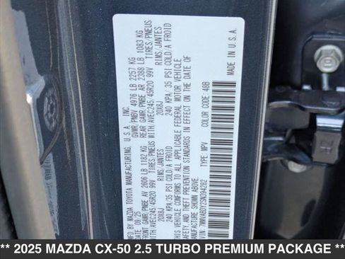 Used 2025 MAZDA CX-50 AWD 2.5 Turbo w/ Accent Package image 15