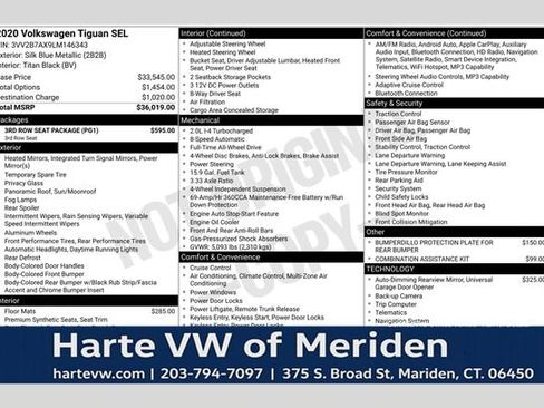 Used 2020 Volkswagen Tiguan SEL w/ 3rd Row Seat Package AWD/4WD image 1