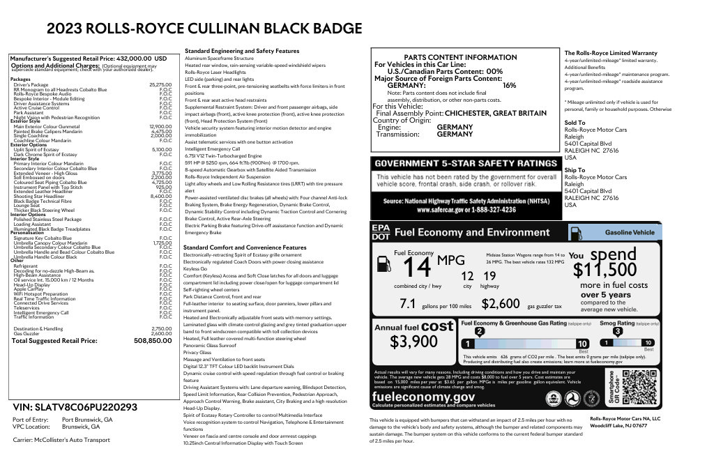 Certified 2023 Rolls-Royce Cullinan Black Badge w/ Driver's Package AWD/4WD image 2