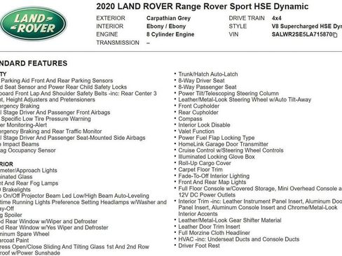 Used 2020 Land Rover Range Rover Sport HSE Dynamic image 14