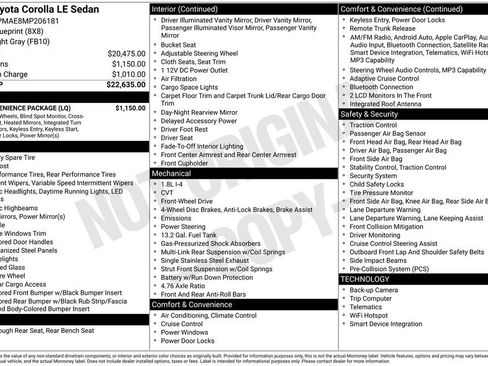 Used 2021 Toyota Corolla LE w/ LE Convenience Package image 6