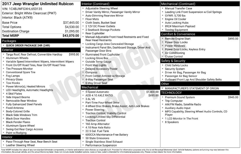 Certified 2017 Jeep Wrangler Unlimited Rubicon AWD/4WD image 22