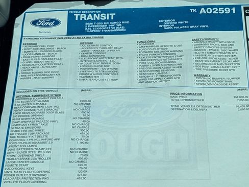 New 2026 Ford Transit 250 148 Medium Roof w/ Load Area Protection Package image 32