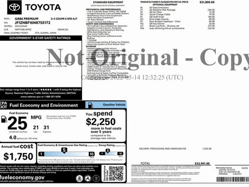 Used 2022 Toyota GR86 Premium w/ ALL Weather Mat Package (TMS) image 2