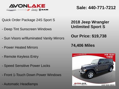 Used 2018 Jeep Wrangler Unlimited Sport S image 6
