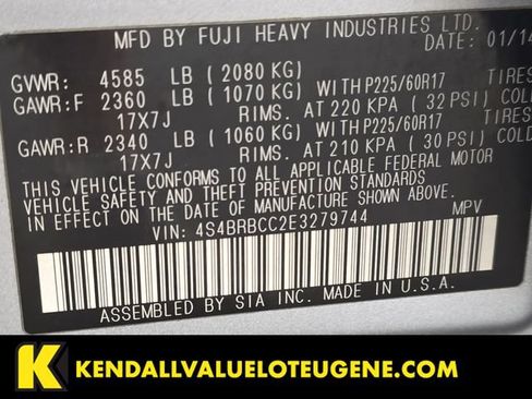 Used 2014 Subaru Outback 2.5i Premium AWD/4WD image 10