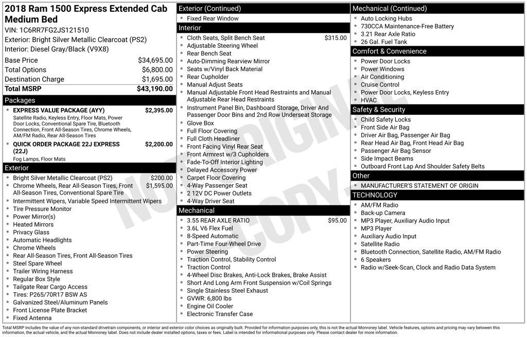 Used 2018 RAM 1500 Express w/ Express Value Package AWD/4WD image 34