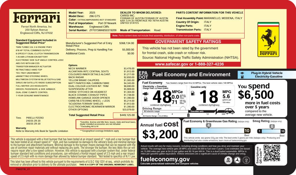 Certified 2025 Ferrari 296 GTS RWD image 41