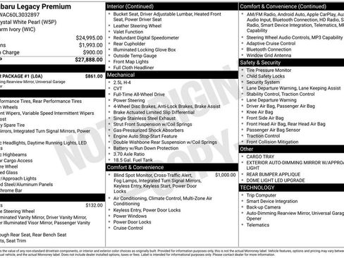 Used 2020 Subaru Legacy Premium w/ Popular Package #1 image 36