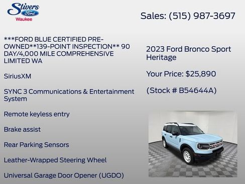 Used 2023 Ford Bronco Sport Heritage w/ Heritage Convenience Package AWD/4WD image 16