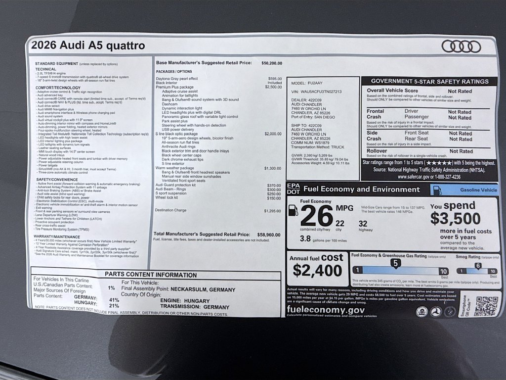 Used 2026 Audi A5 Premium Plus w/ Premium Plus Package AWD/4WD image 9