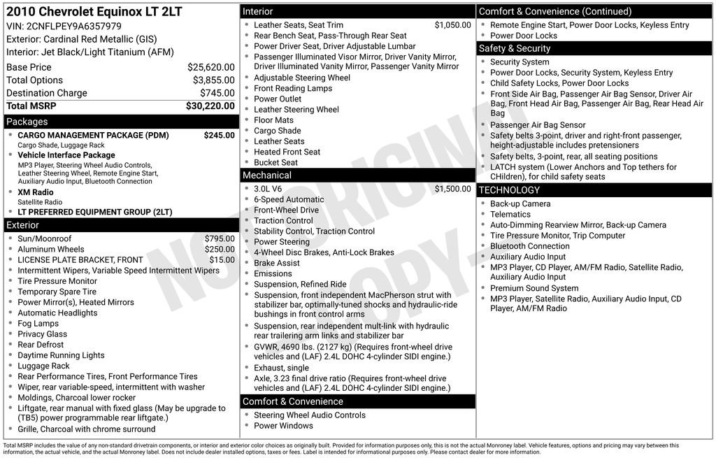 Used 2010 Chevrolet Equinox LT w/ Cargo Management Package FWD image 2