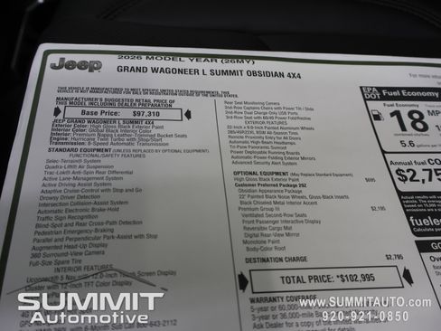 New 2026 Jeep Grand Wagoneer L Summit AWD/4WD image 45