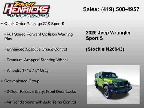 New 2026 Jeep Wrangler Unlimited Sport AWD/4WD image 23
