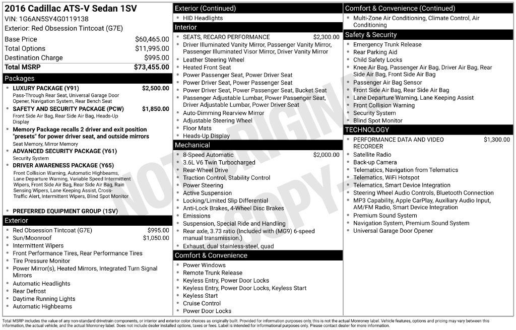 Used 2016 Cadillac ATS V w/ Luxury Package RWD image 6